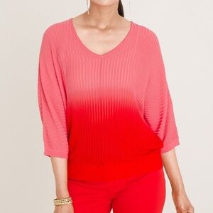 Chico's Vibrant Sheer Stripe Dip-Dye Sweater Size 2 (Large)